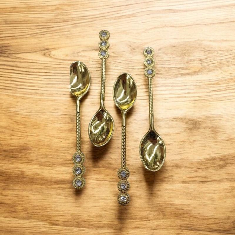 قاشق چای خوری نگین دار در دو رنگ