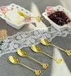 قاشق چای خوری طلایی طرح قلب نگین دار 