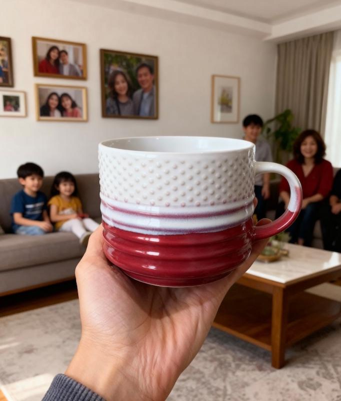 ماگ سرامیکی دو رنگ طرح دار 