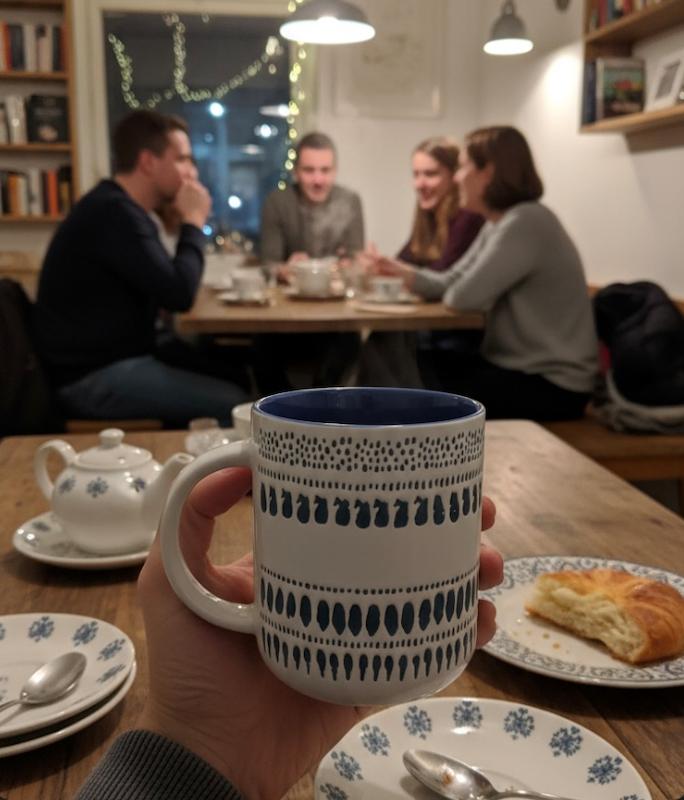 ماگ سرامیکی طرح دار دو رنگ 