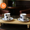 ست قهوه خوری شش نفره سیاه و سفید طرحدار 