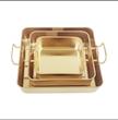 تابه سرو مربع دسته دار استیل طلایی در سه سایز 
