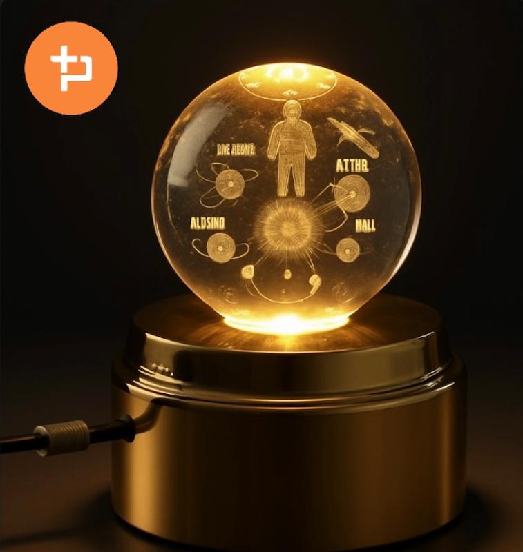 چراغ خواب گوی کریستال طرحدار/ گردان / سایز کوچک