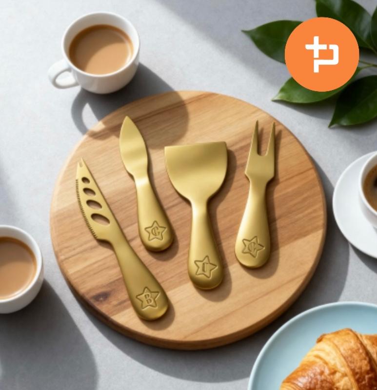 ست صبحانه خوری استیل طلایی طرح ستاره