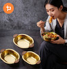 تابه استیل طلایی دسته چوبی 