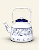 کتری لعابی ساده طرحدار آبی و سفید SMEG