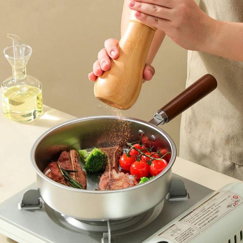 تابه گرد دسته چوبی استیل