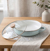 تابه گرد سرامیکی دو دسته لعابی