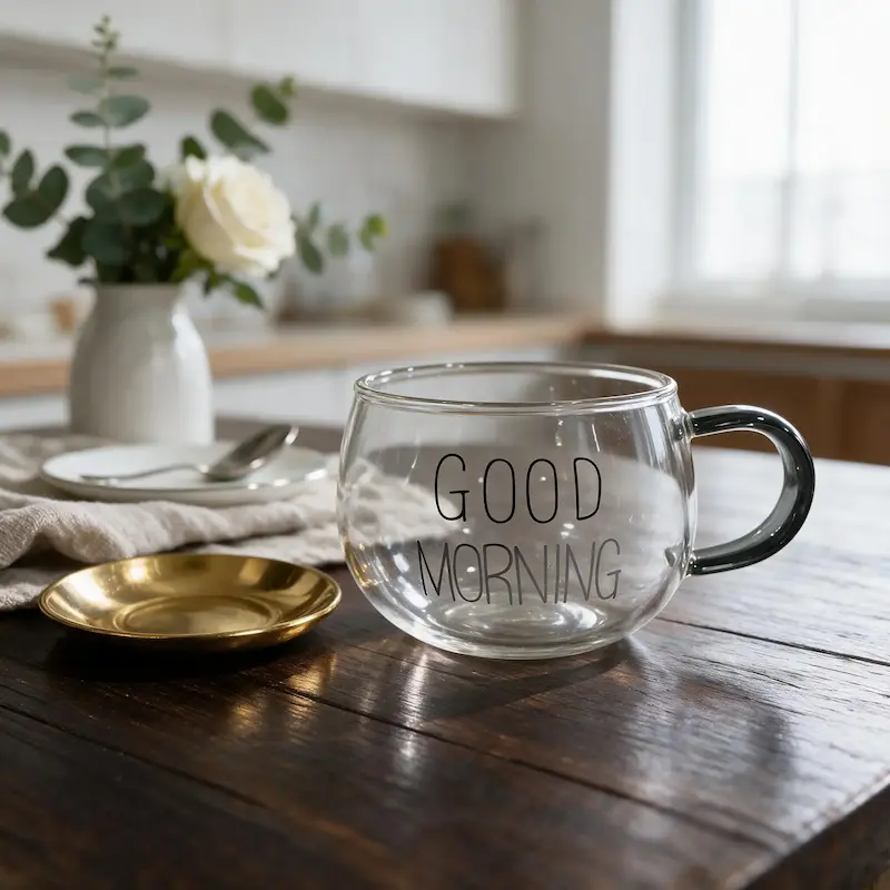 شات اسپرسو خوری دسته رنگی طرح good morning