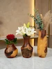 گلدان سه عددی نقش برجسته چوبی
