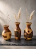 گلدان سه عددی نقش برجسته چوبی