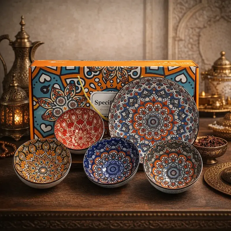 ست ۵ عددی سرامیکی مراکشی همراه پک‌کادویی
