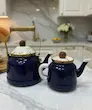 کتری و قوری لعابی رنگ سرمه ای 