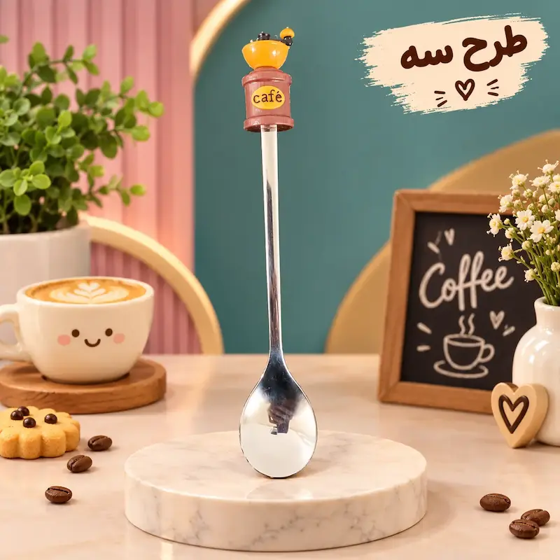 قاشق استیل سر کافی فانتزی 