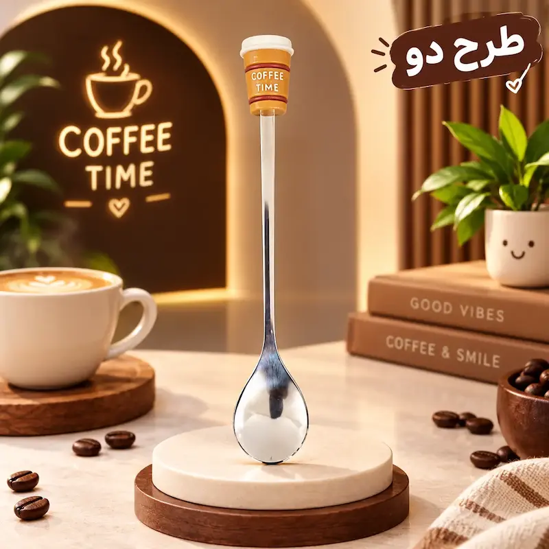 قاشق استیل سر کافی فانتزی 