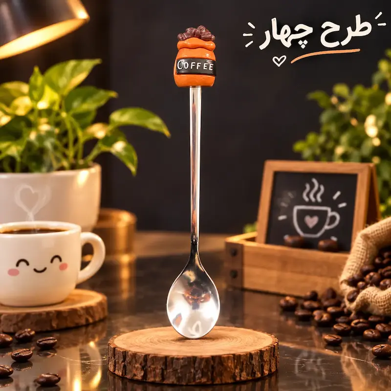 قاشق استیل سر کافی فانتزی 