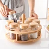 استند ادویه چوبی تخت گردان شیشه ساده