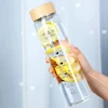 بطری آب شیشه ای درب بامبو 