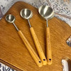 پیمانه استیل سیلور دسته چوب در 3سایز