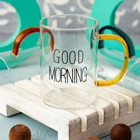 لیوان good morning دسته طلایی در 2سایز