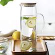 پارچ پیرکس گرد با درب بامبو در 3سایز