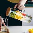 پارچ پیرکس گرد با درب بامبو در 3سایز