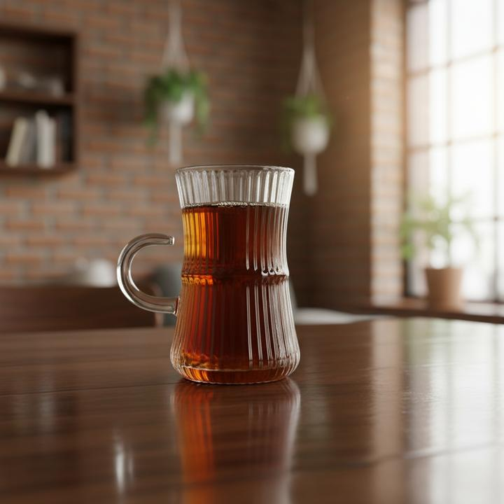 استکان چای خوری پیرکس کمر باریک شیاردار/ 63pa