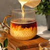 لیوان چای خوری مدل لوزی و شیاردار دسته عسلی / pa58