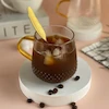 لیوان چای خوری مدل لوزی و شیاردار دسته عسلی / pa58