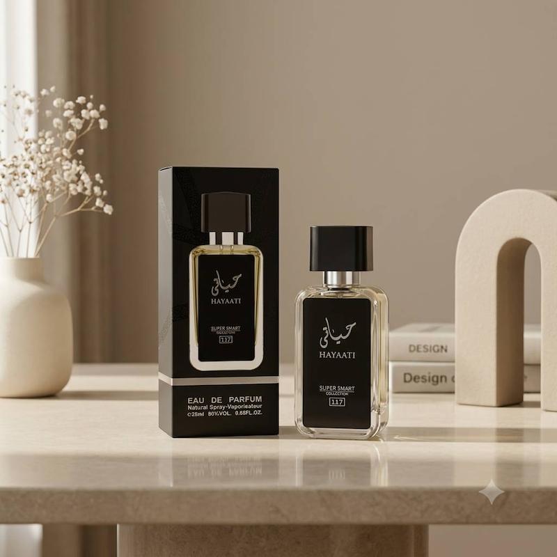 ادکلن یونیسکس Lattafa Hayaati 25ml برند Super Smart Collection کد 117 / لطافه حیاتی سوپر اسمارت کالکشن
