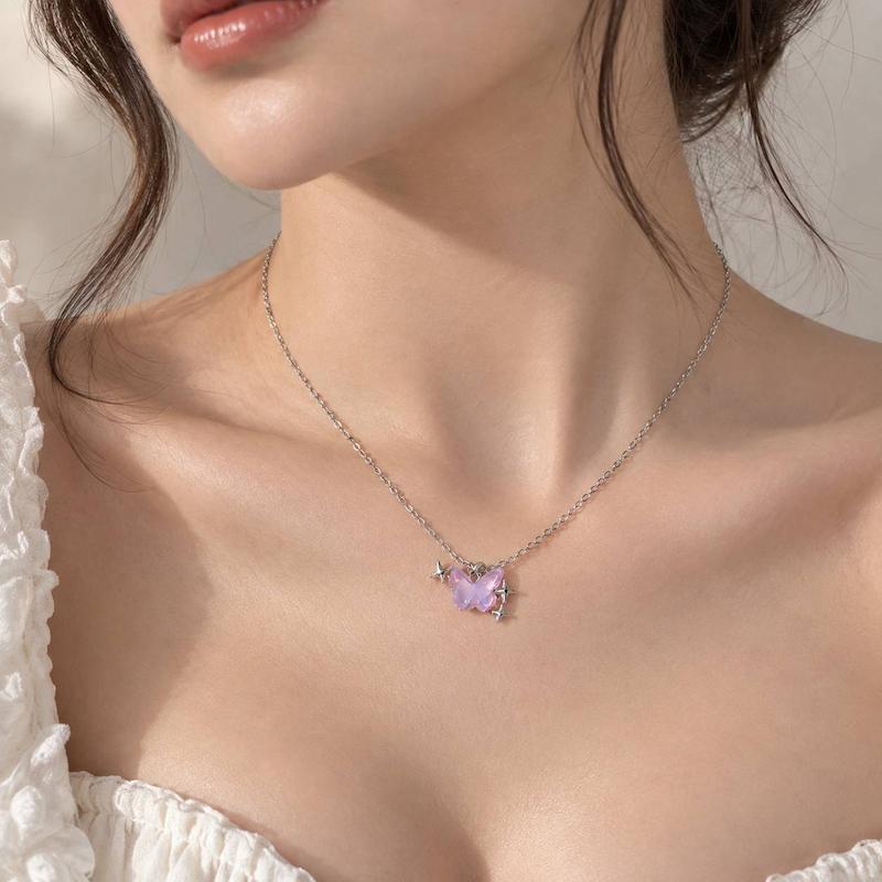 گردنبند زنانه مدل پروانه و اسپارکل