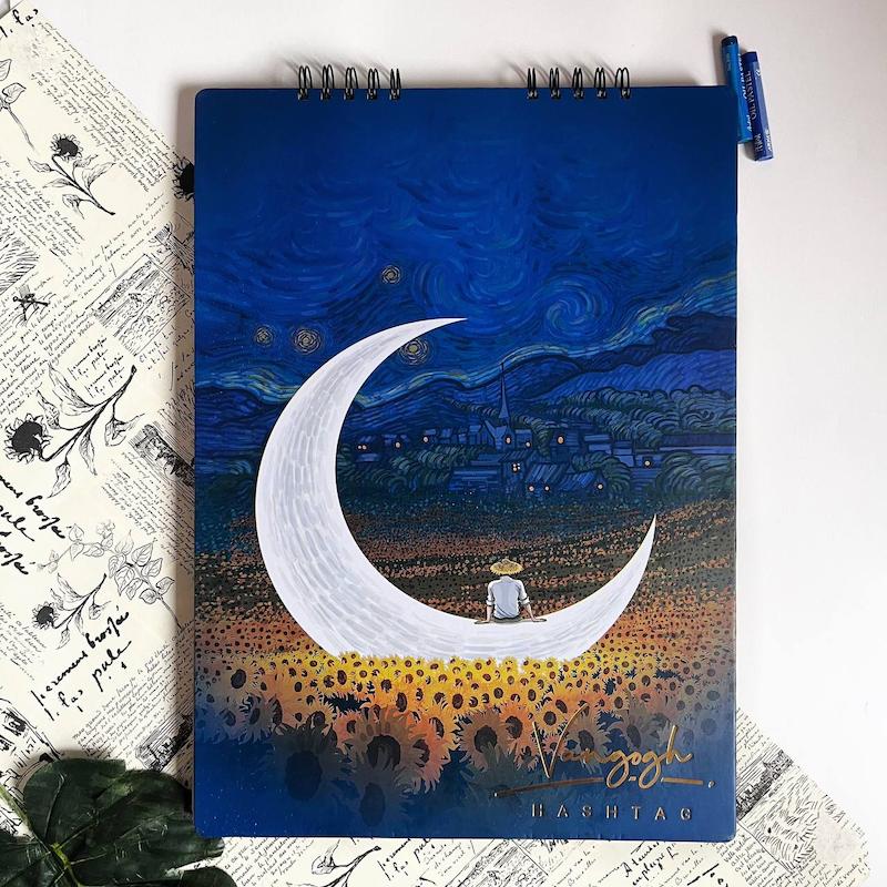 دفتر طراحی جلد سخت A3 ونگوگ طرح ۳
