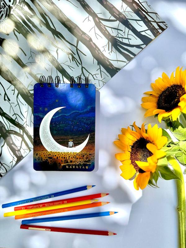 دفتر طراحی جلد سخت A6 ونگوگ طرح ۳