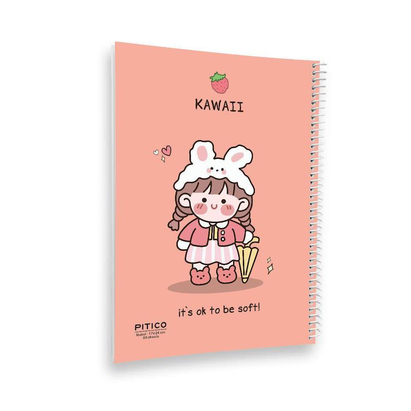 دفتر خط دار مجلد ۸۰ برگ kawaii طرح ۲