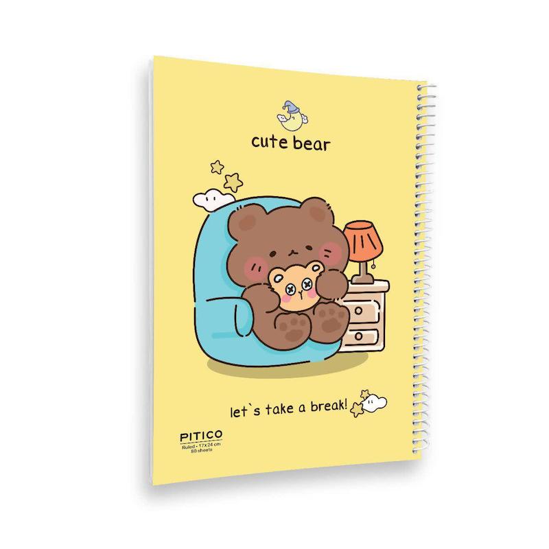 دفتر خط دار مجلد ۸۰ برگ kawaii طرح ۳