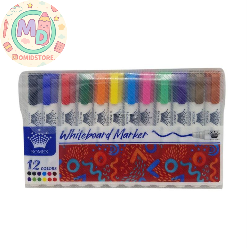 ماژیک وایت برد 12 رنگ رومکس