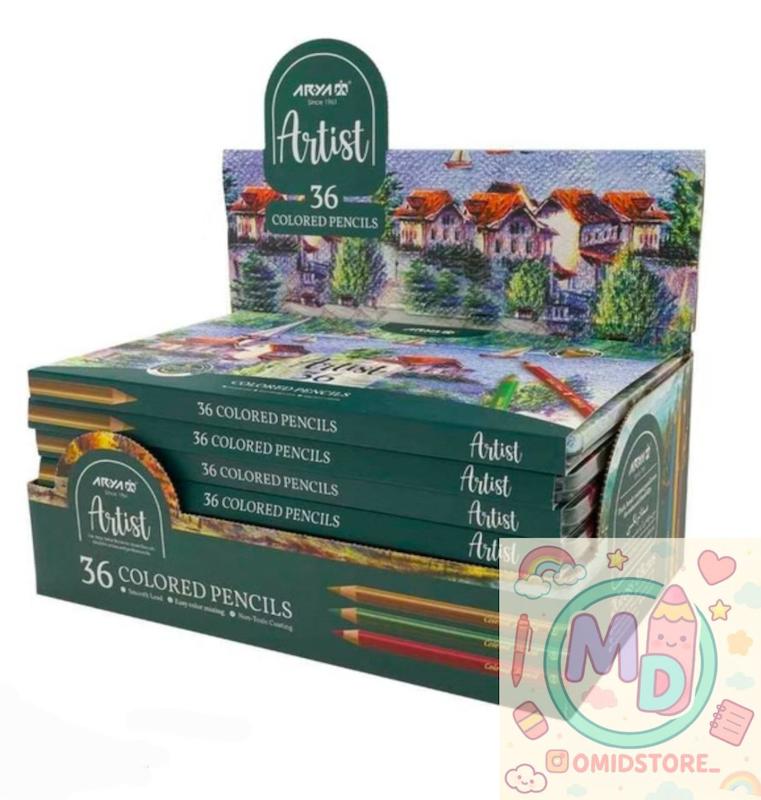 مداد رنگی ۳۶ رنگ آرتیست جعبه فلزی آریا- عمده باکس 8 عددی