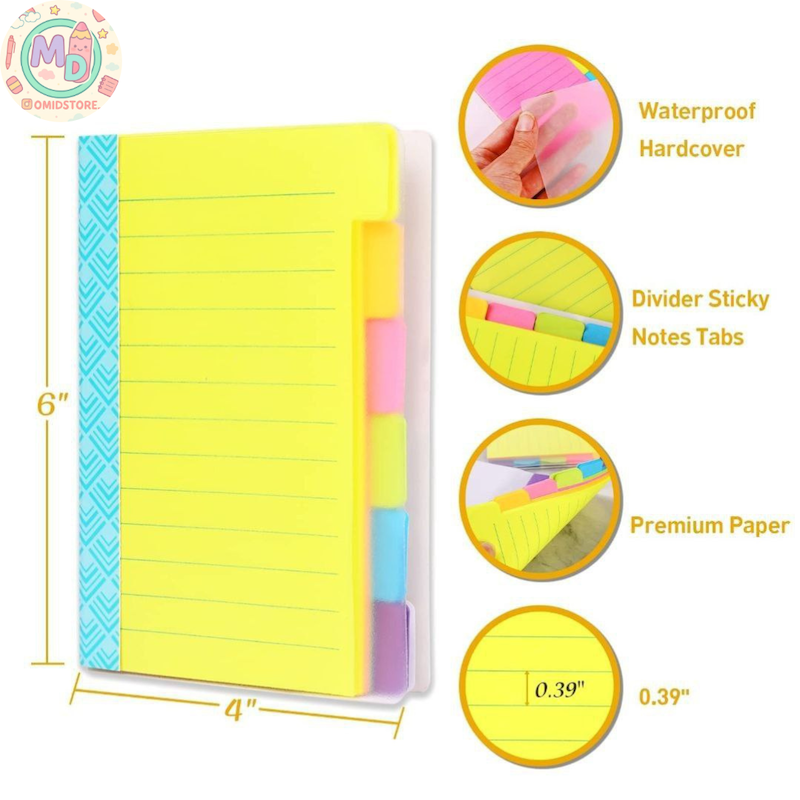 نوت استیک انیکس دار چسب از عطف(بغل) سایز ۱۰*۱۵ (A6)