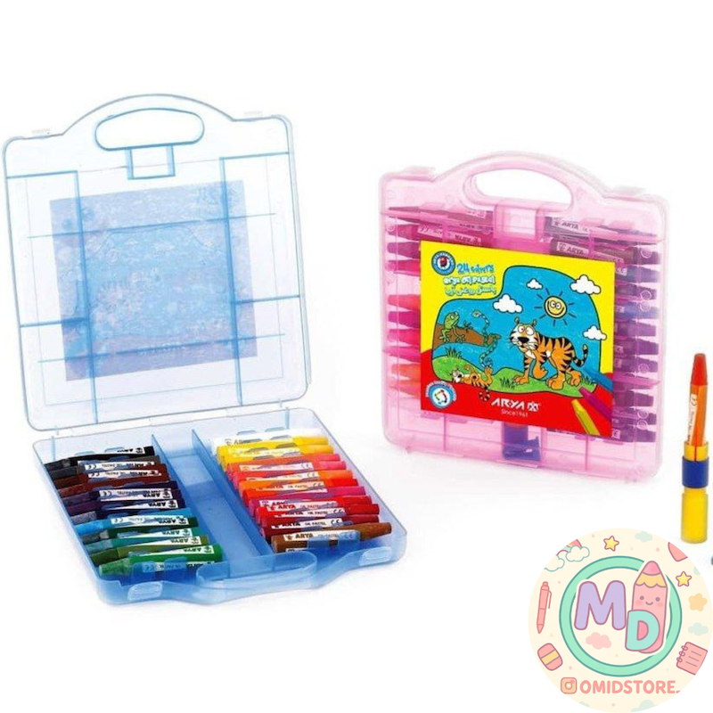 پاستل ۲۴ رنگ جعبه طلقی آریا- عمده باکس 24 بسته ای