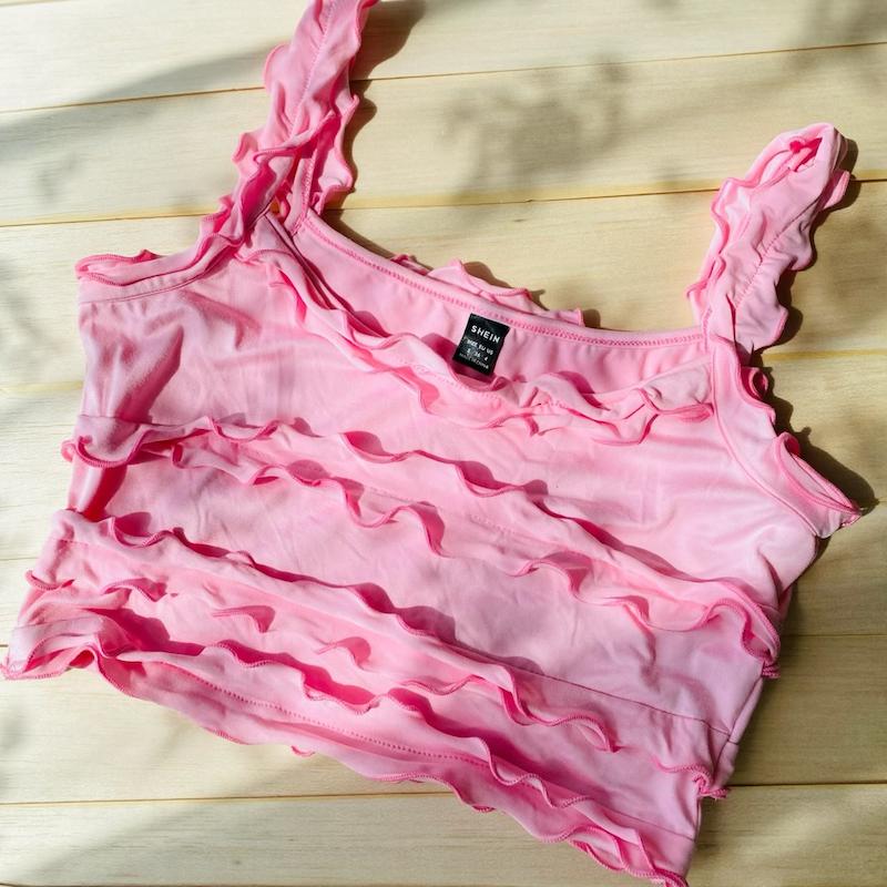 تاپ کراپ صورتی شین