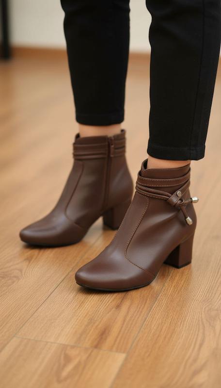 نیم بوت زنانه پاشنه دار کد ۵۵۶