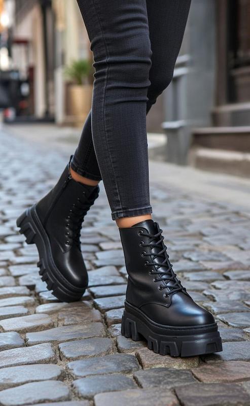 بوت زنانه بندی با زیپ بغل | مقاوم، سبک و ضدآب کد ۲۵۵۳