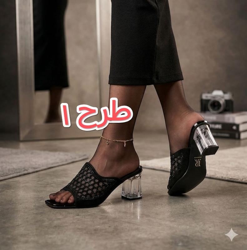 صندل پاشنه دار مجلسی زنانه نگین دوزی | ۸ طرح | پاشنه شیشه‌ای کد ۷۲۲۸