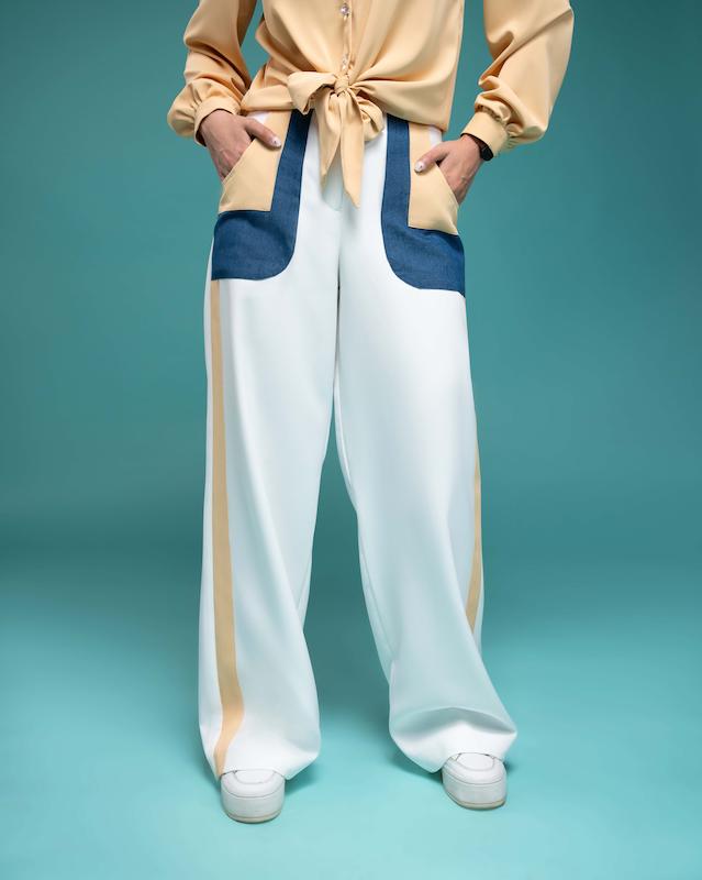 شلوار « نوار کرم _جین » 🟨