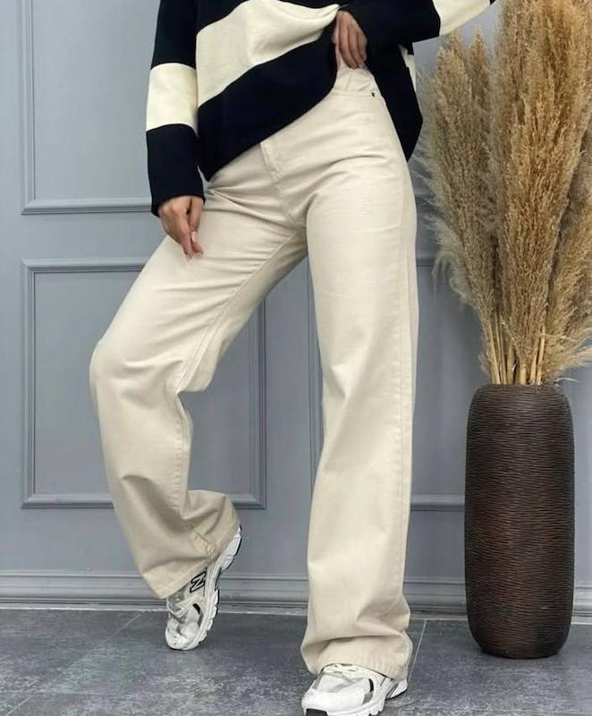 شلوار نیم بگ کتان