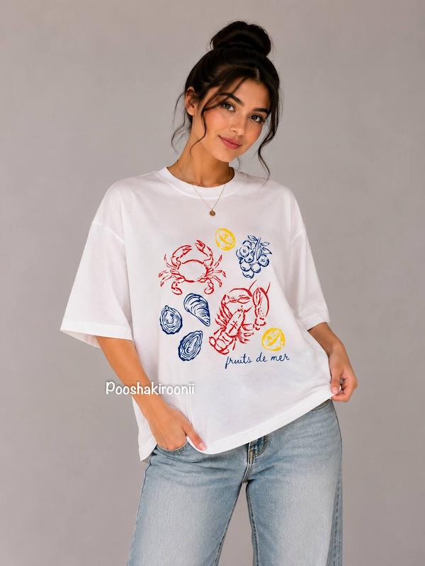 تیشرت باکسی سفید summer