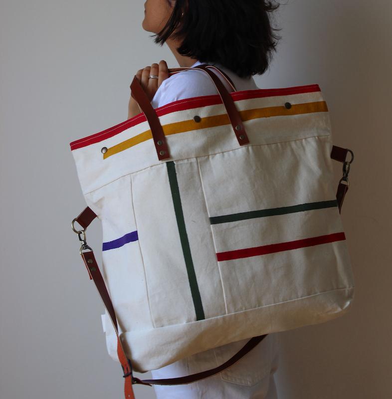 کیف خطی رنگی بزرگ