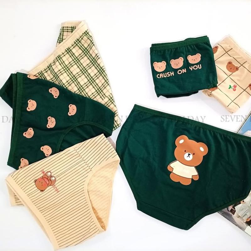 شورت عروسکی نخ پنبه تم تدی سبز و کرم مارک سون دی کد 1002