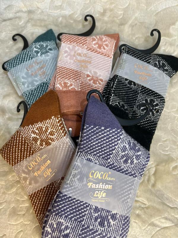 جوراب بافت ساقدار طرح گلبرگ کد ۹۶۲۱