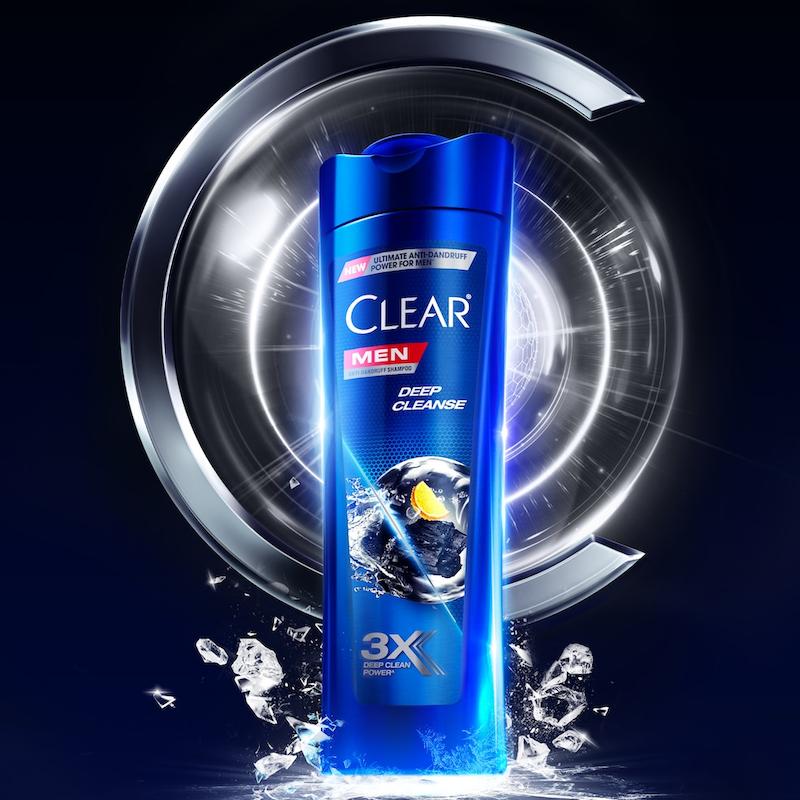 شامپو ضد شوره کلییر مخصوص آقایان، پاک کننده عمیق با زغال فعال و مرکبات  Clear Men Deep Cleanse Anti-Dandruff Shampoo, powered by 3x cleansing power